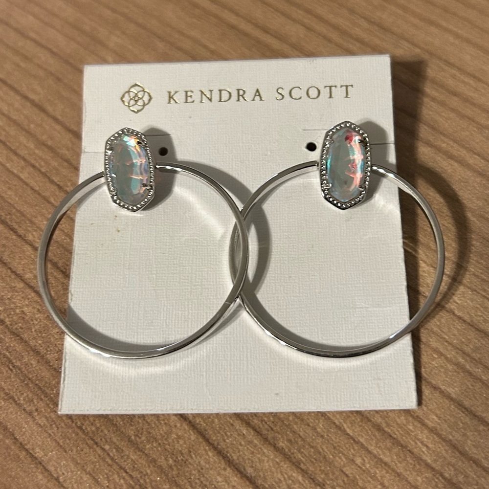Kendra Scott Dichroic Glass Hoops Rhodium NWOT